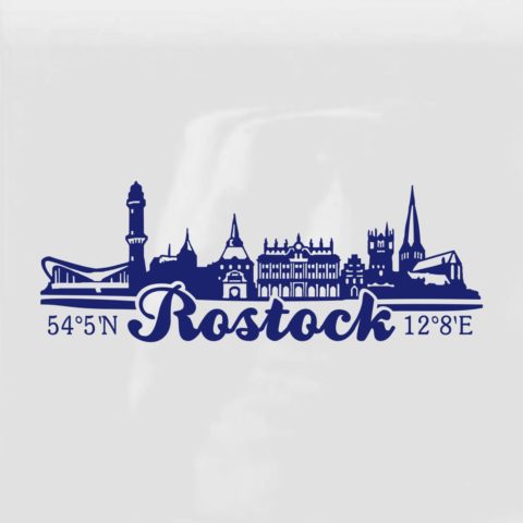 Aufkleber Rostock Skyline blau
