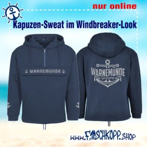 Warnemünde - Kapuzen-Blouson mit Brusttasche blau vorne hinten