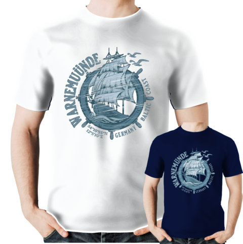 T-Shirt #431 Warnemünde Segelschiff Steuerrad - XS bis 6XL