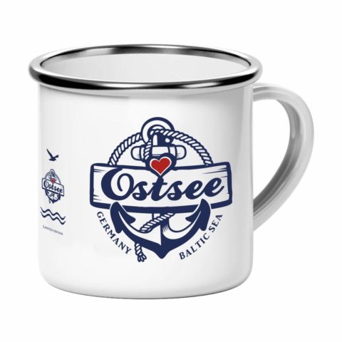 Tasse Edelstahl emailliert Ostsee Anker #456