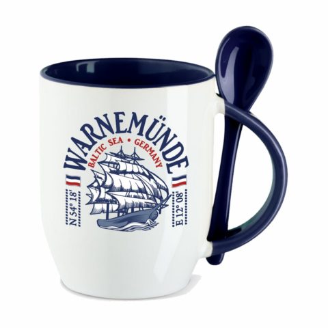 Tasse Warnemünde Segelschiff blau #458