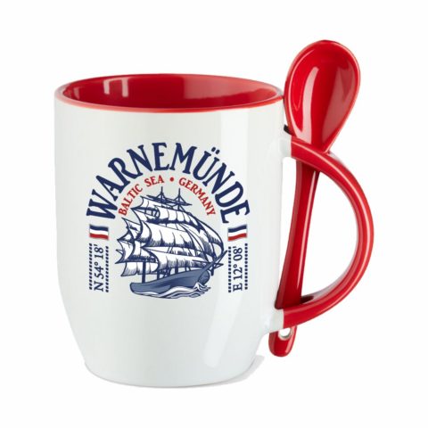 Tasse Warnemünde Segelschiff rot #458