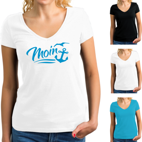 Damen T-Shirt mit Elastan - Motiv: Moin #223