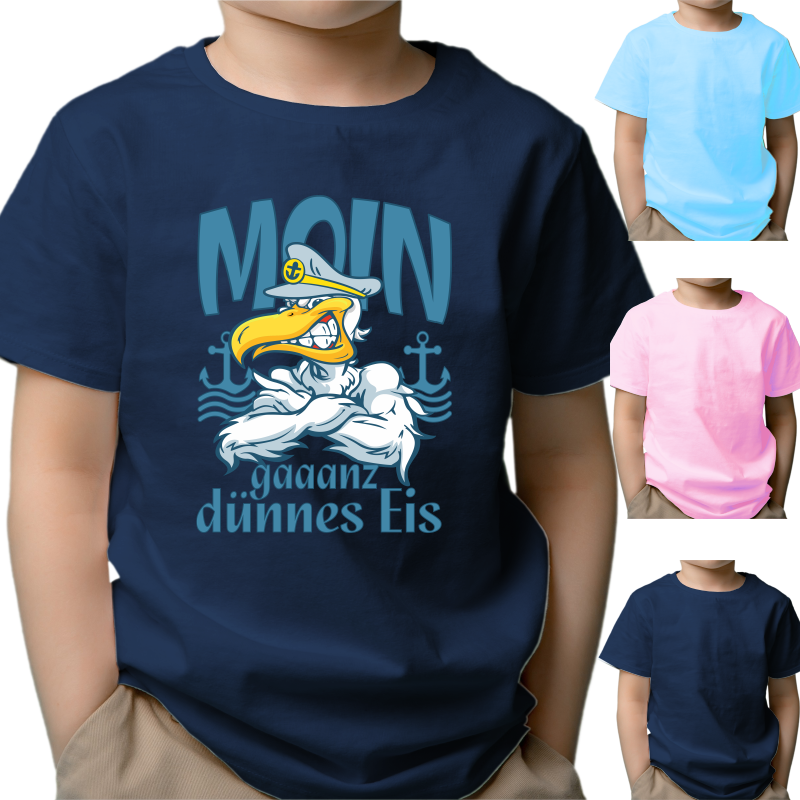 Kinder T Shirt Moin Dünnes Eis #486 Navy