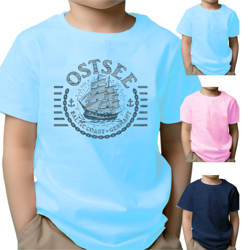 Kinder T Shirt Ostsee Segler #446 Hellblau