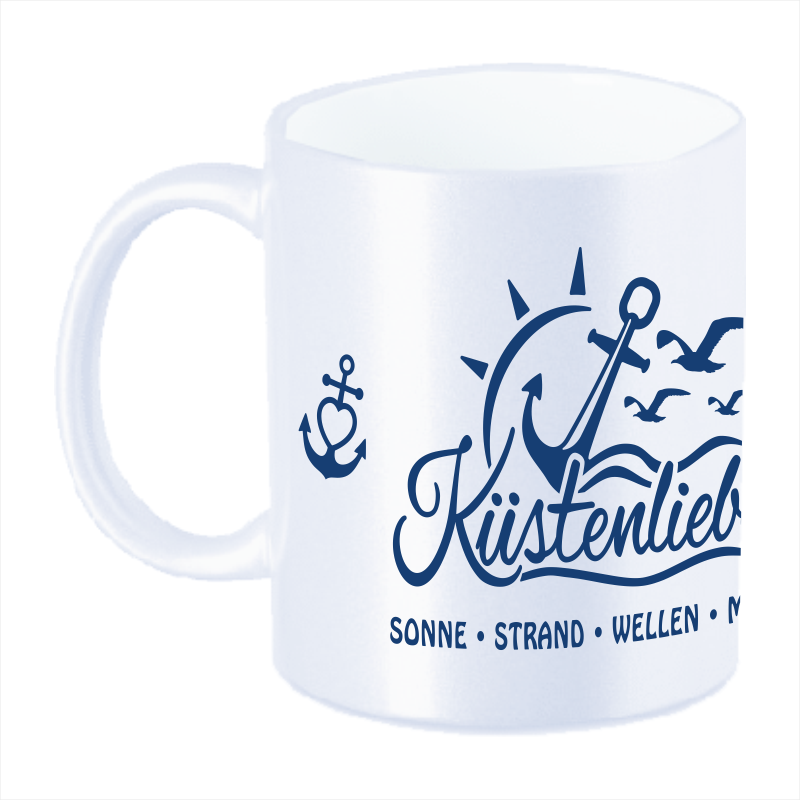 Tasse Glitzer fluoreszierend blau - Motiv: Küstenliebe #507 – Bild 2