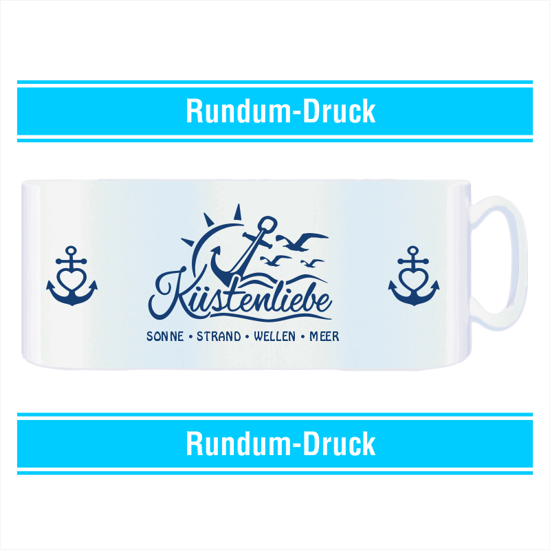 Tasse Glitzer fluoreszierend blau - Motiv: Küstenliebe #507 – Bild 3