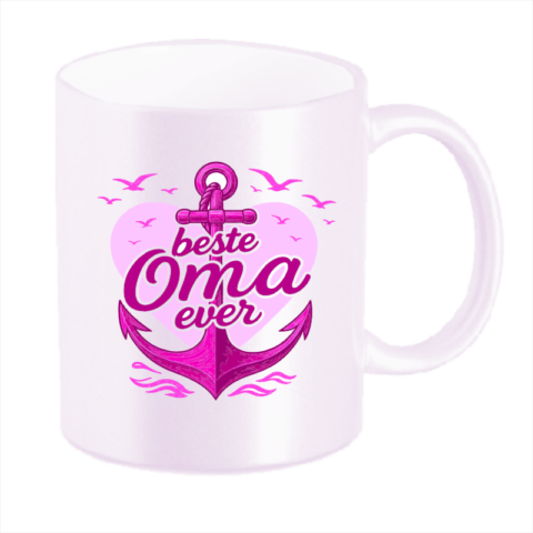 Tasse Glitzer fluoreszierend rosa - Motiv: Beste Oma ever #537