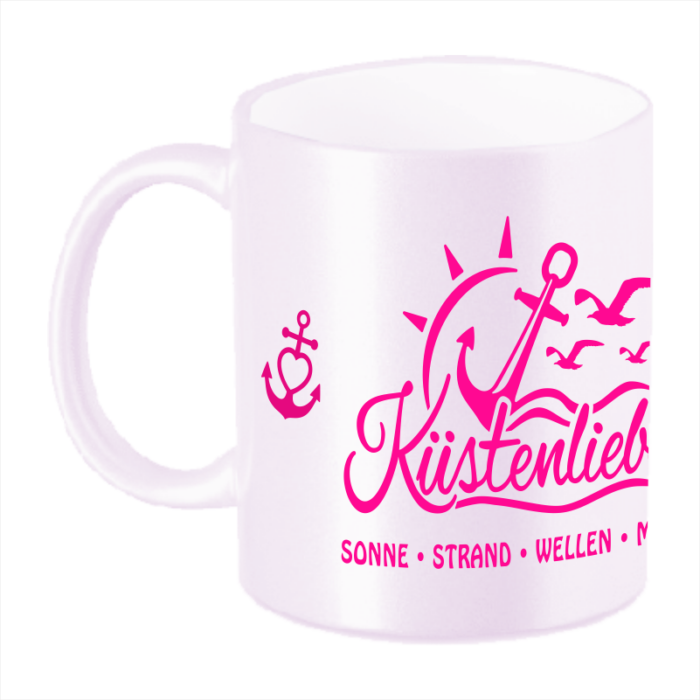 Tasse Glitzer fluoreszierend rosa - Motiv: Küstenliebe #507 – Bild 2