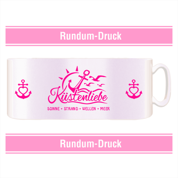 Tasse Glitzer fluoreszierend rosa - Motiv: Küstenliebe #507 – Bild 3
