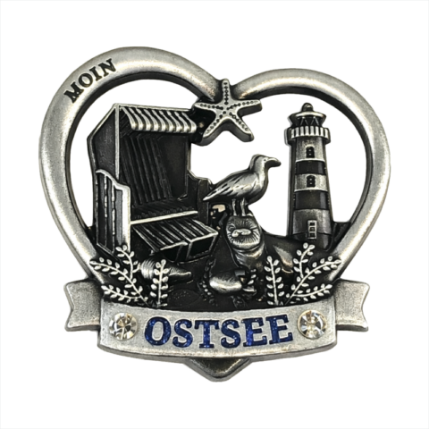 Magnet 3D-Metall - RR Ostsee Herz Strandkorb