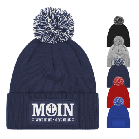 Mütze MOIN (auf Patch) mit Bommel #443