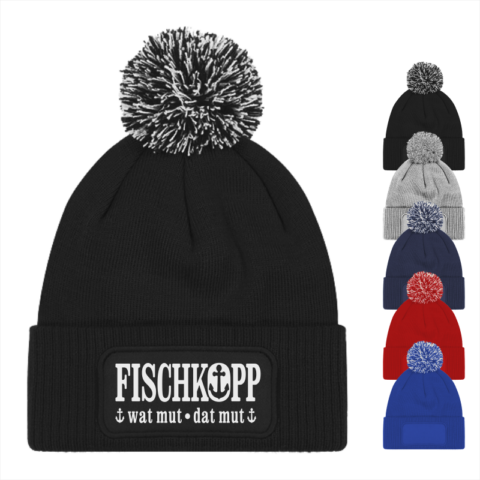 Mütze FISCHKOPP (auf Patch) mit Bommel #443